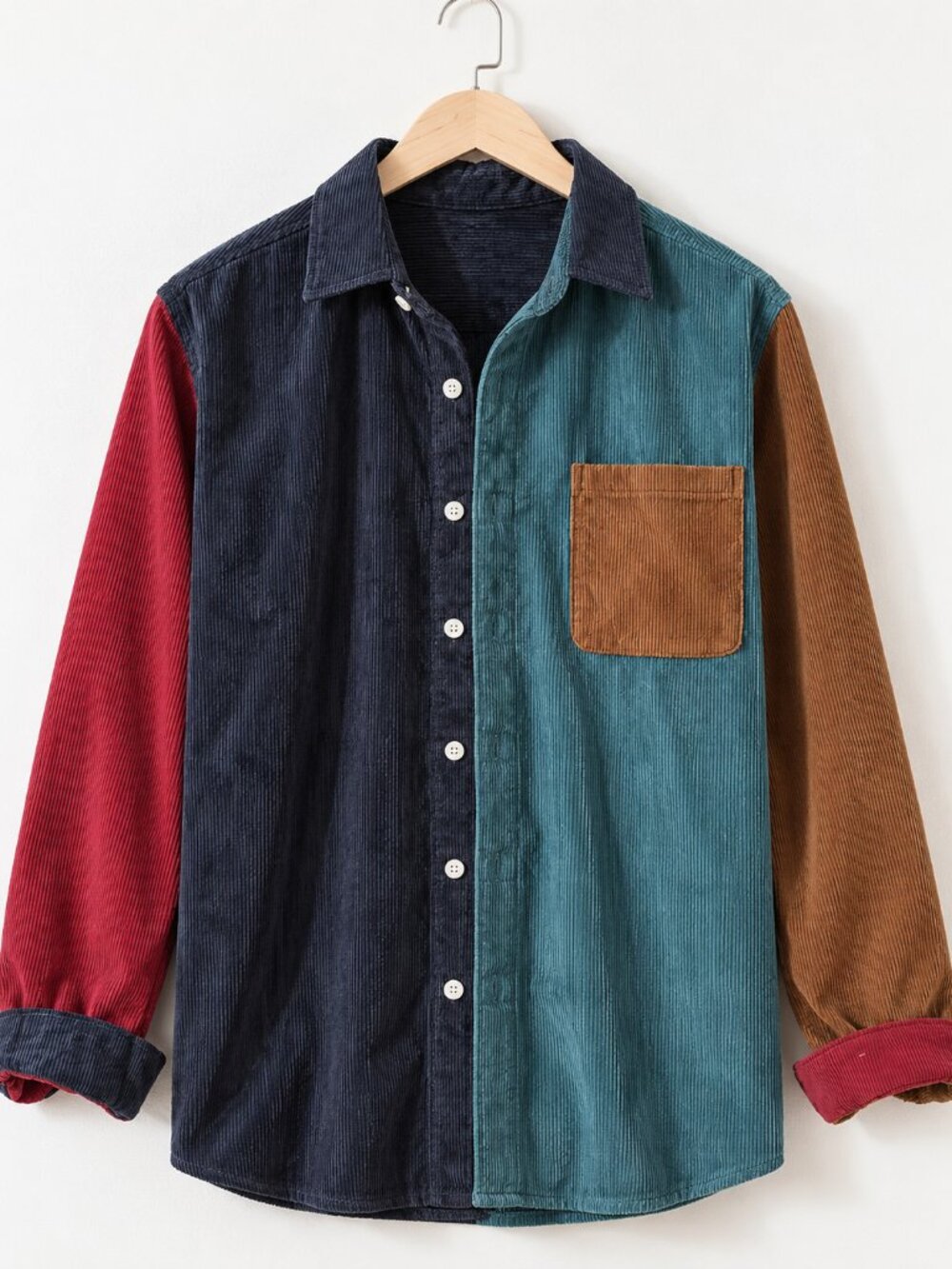 Corduroy Color-Block Button Shirt Men’s XL NWOT